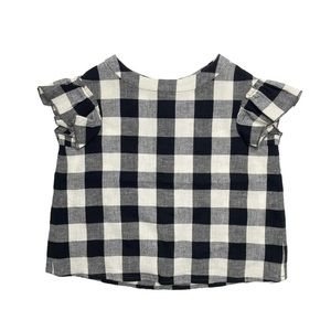 BONPOINT CHECK BLOUSE SHIRT TOP RUFFLES 3 YEARS